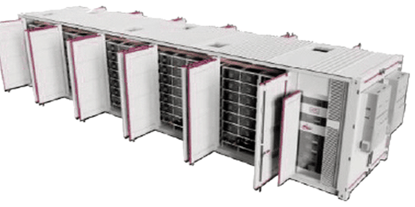 Containerised battery energy storage system with racks in parallel