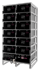 Battery rack holding multiple packs in series